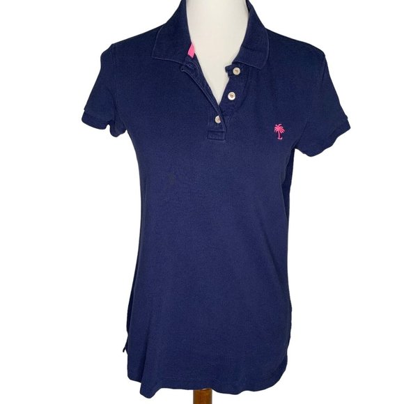 Lilly Pulitzer Tops - Lilly Pulitzer Short Sleeve Golf Tennis Polo Shirt Size Medium Blue Some Fading
